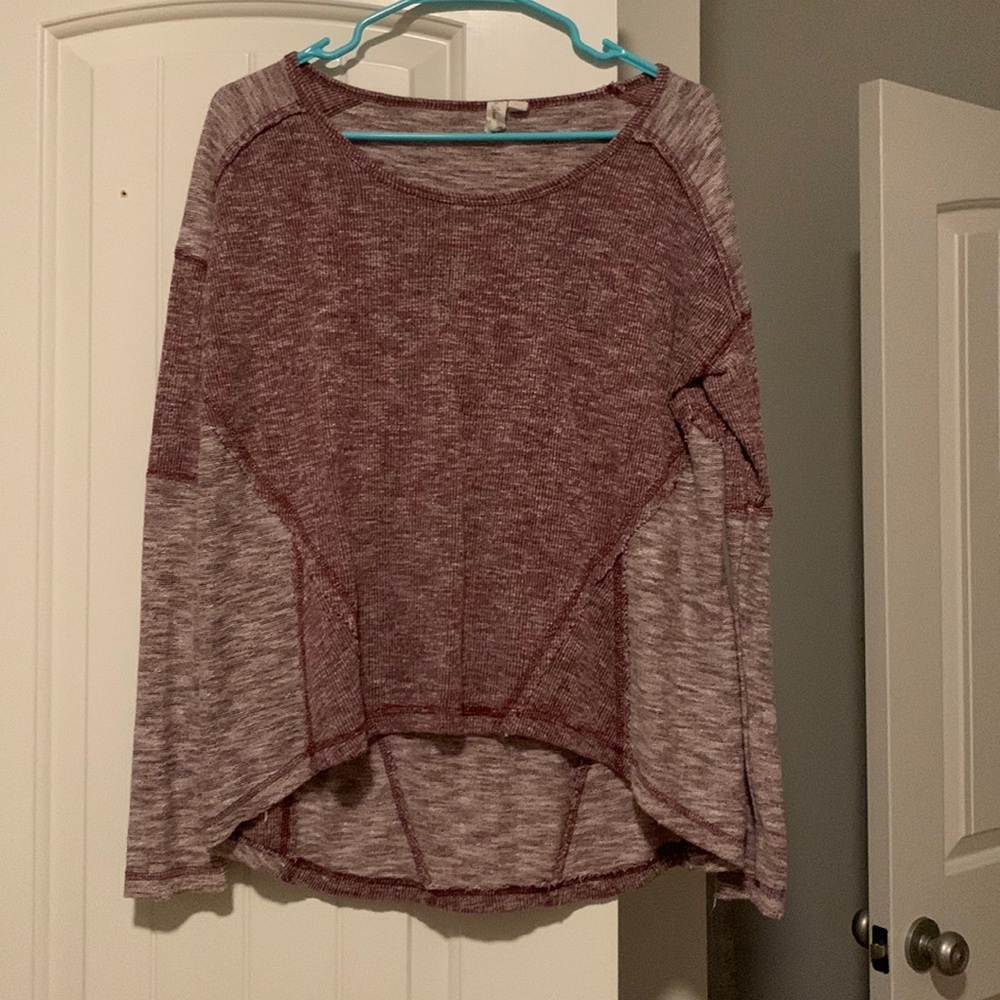long sleeve maroon top multi color